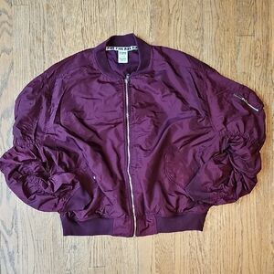 PINK Victoria's Secret Purple Bomber Jacket with Ruched Sleeves Size L